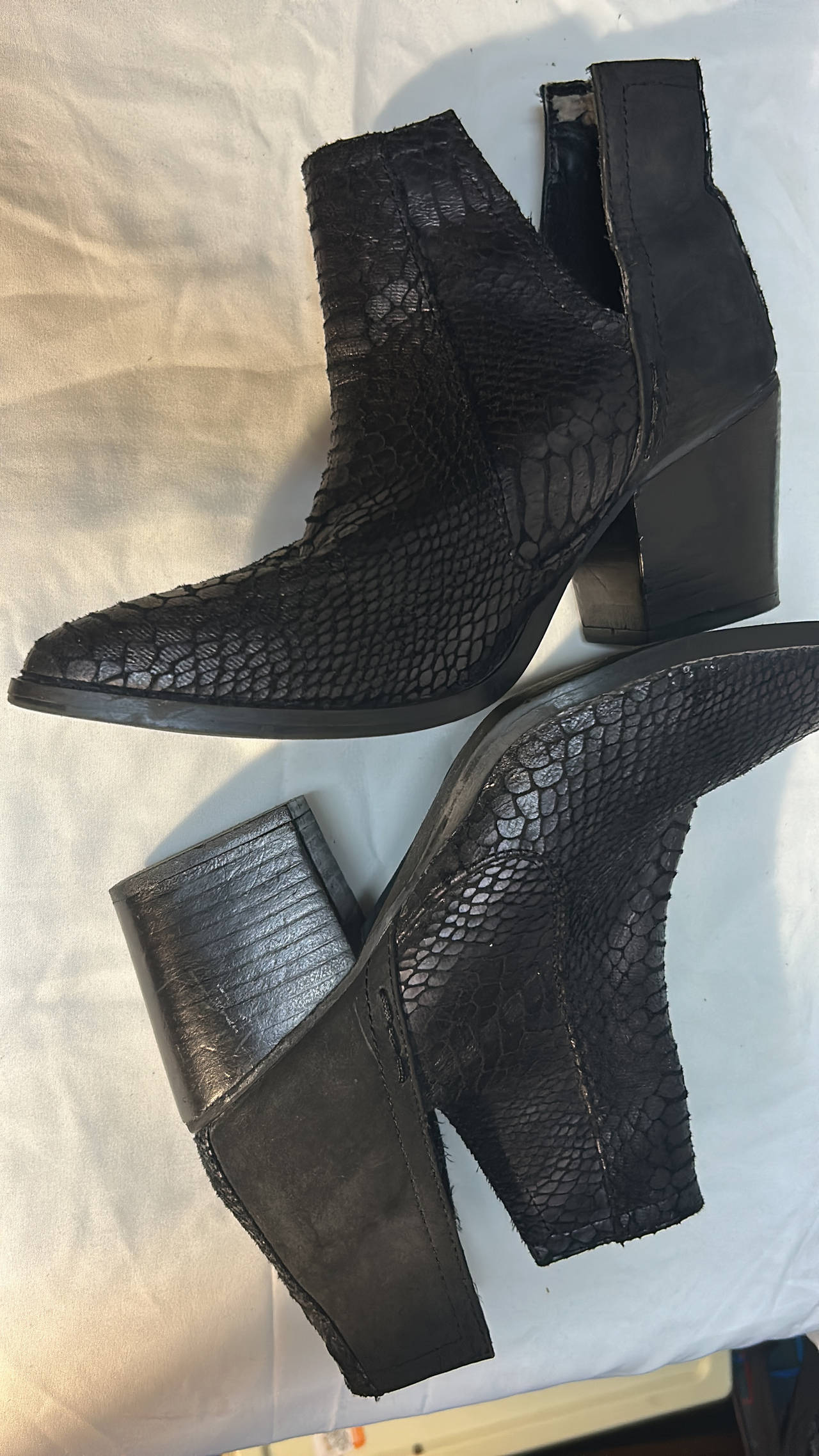 Black Snakeskin Western Ankle Boots