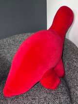 80s HUGE 3 FEET Red Dinosaur Plush Toy Manhattan Toy Velvet Large Brontosaurus - Image 3