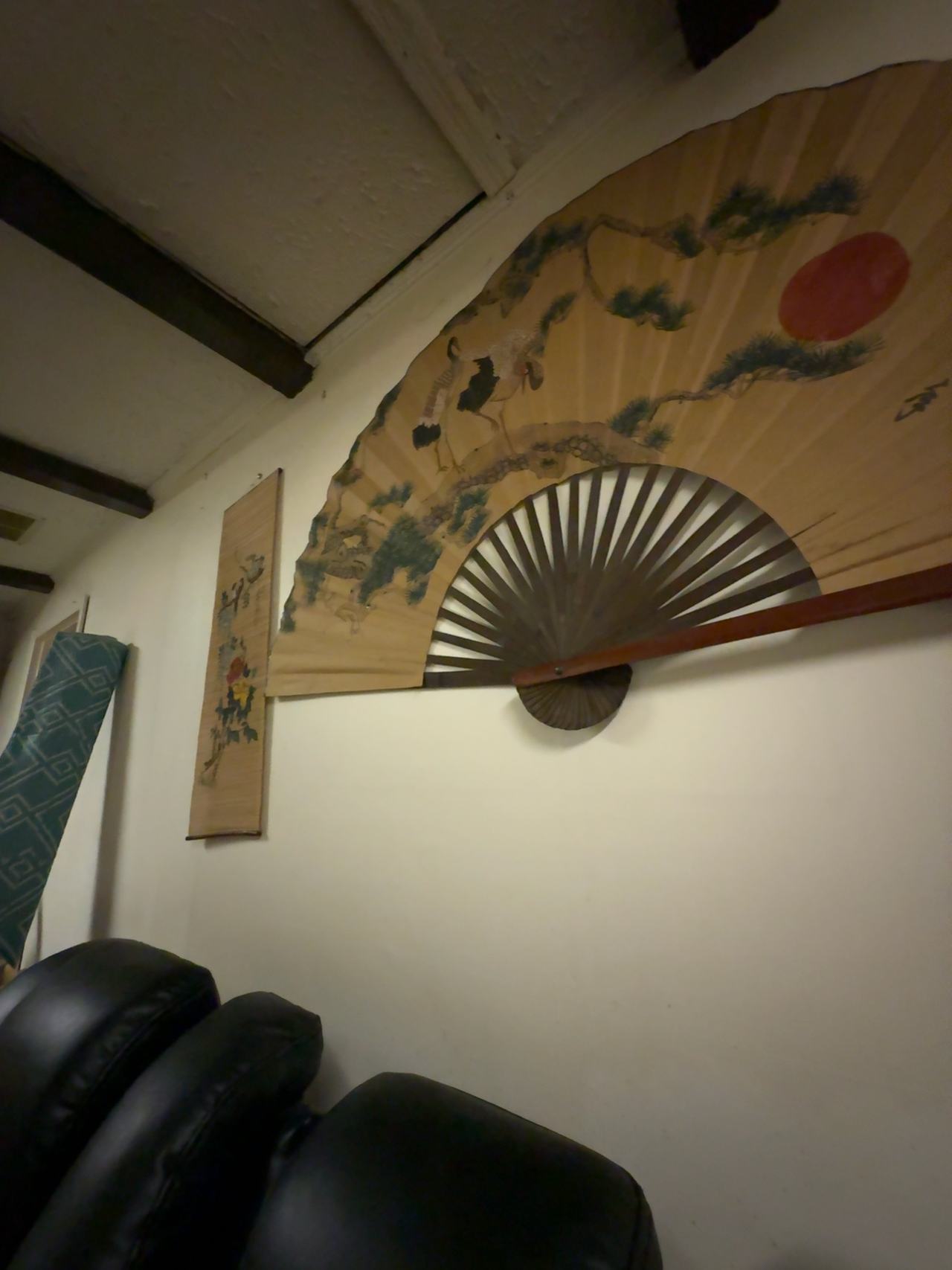 Vintage Large Hand-Painted Chinese Folding Fan
