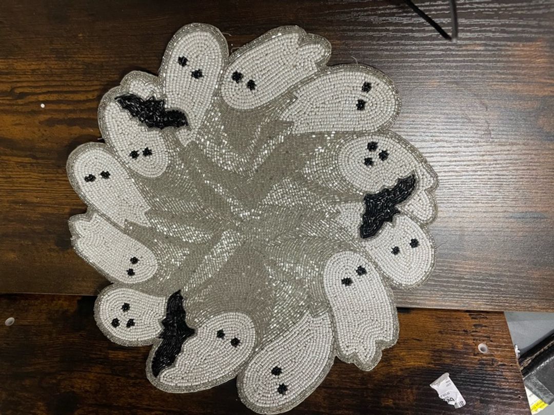 Rachel Zoe Halloween Beaded Ghost Bat Placemat