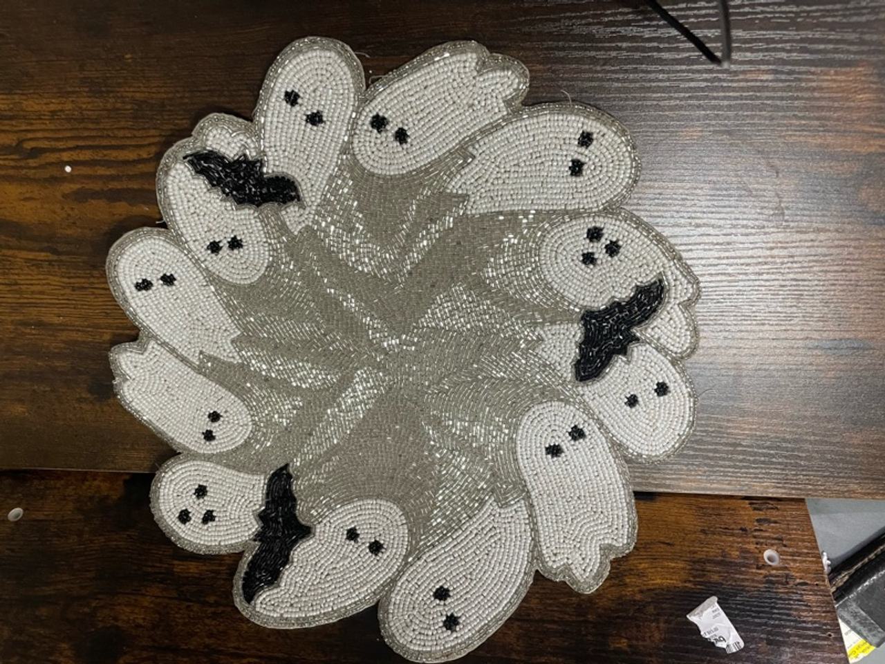 Rachel Zoe Halloween Beaded Ghost Bat Placemat