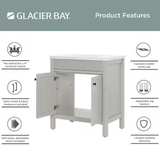 Foxglade 31 in. Single Sink Light Gray Bath Vanity with White Cultured Marble To - Image 6