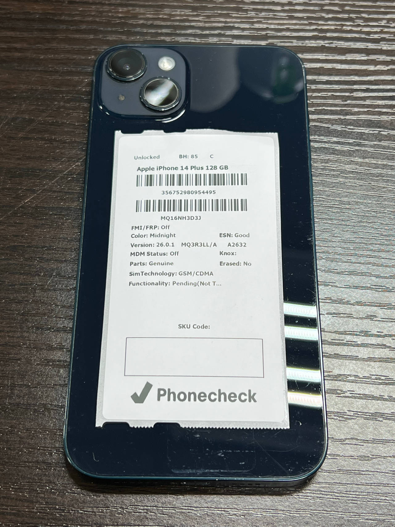 Apple iPhone 14 Plus 128GB Midnight Unlocked