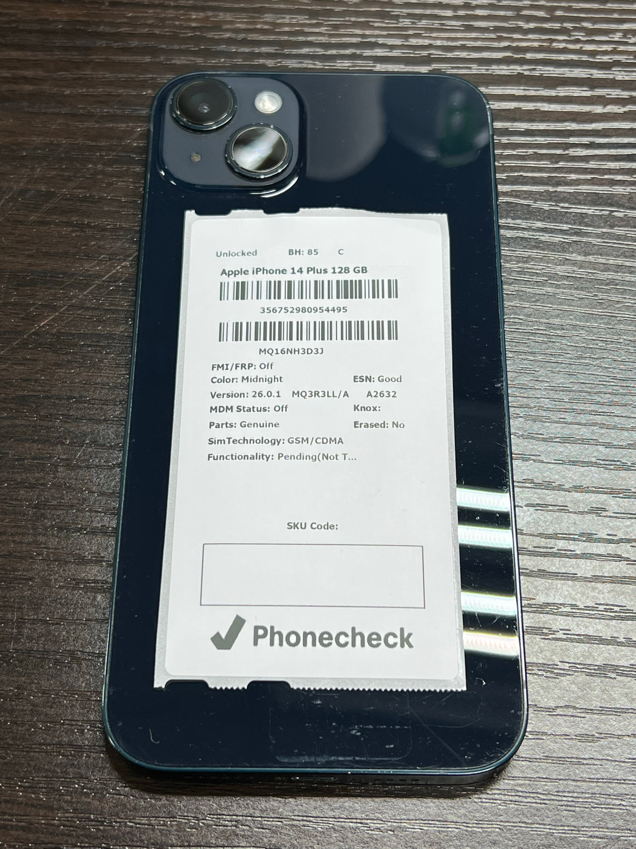 Apple iPhone 14 Plus 128GB Midnight Unlocked