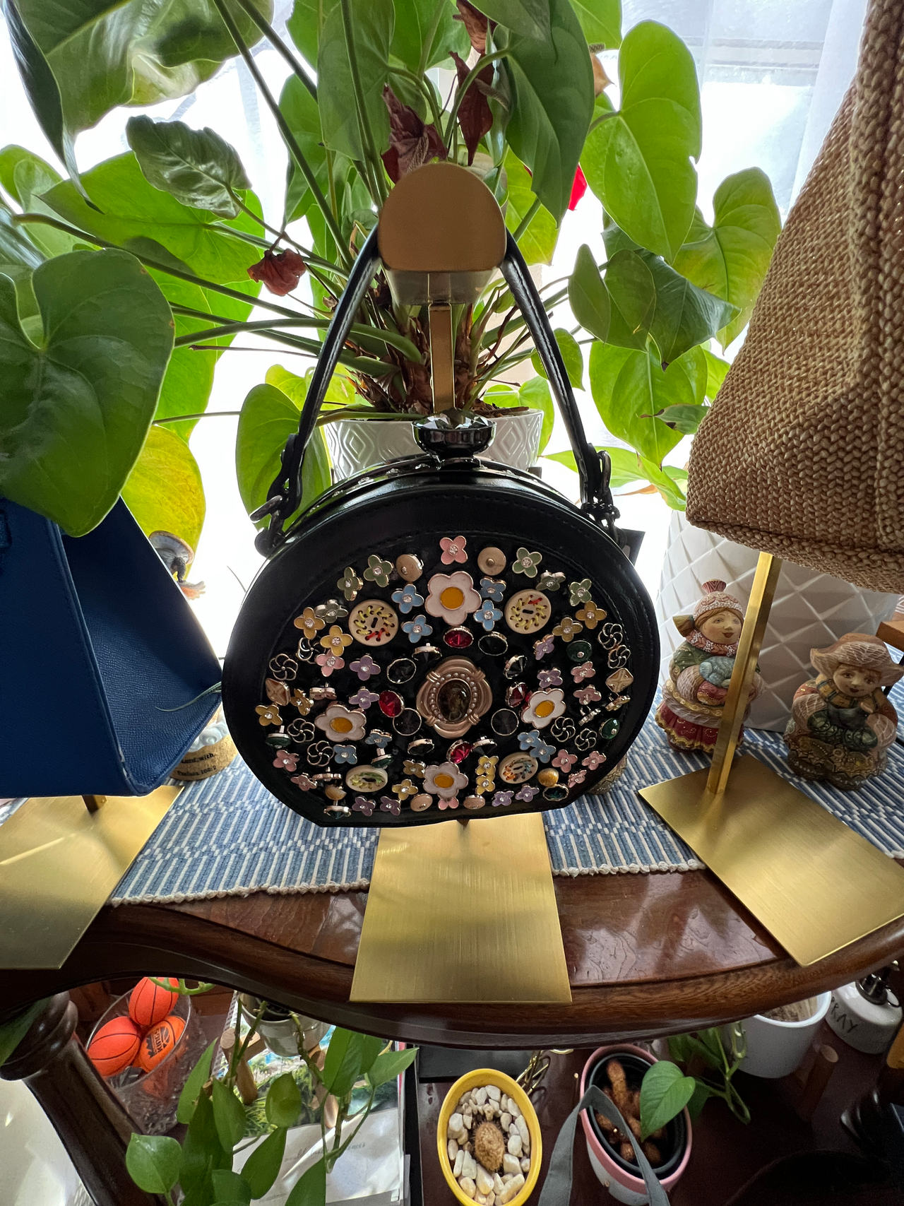 Unbranded Floral Embellished Round Handbag