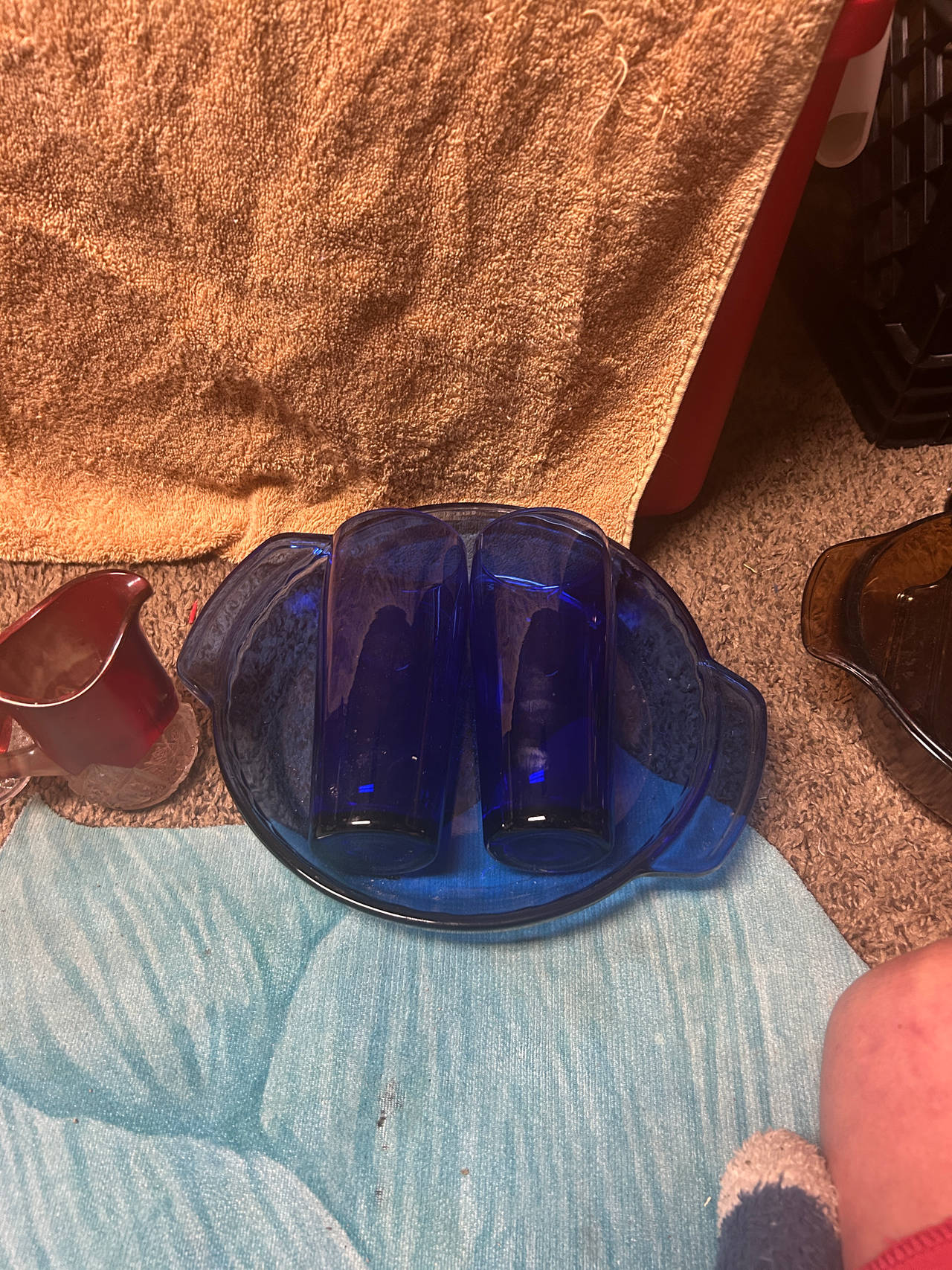 Cobalt Blue Depression Glass Serving Set