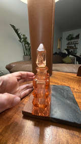 Vintage Art Deco King Orange Glass Perfume Bottle - Image 3