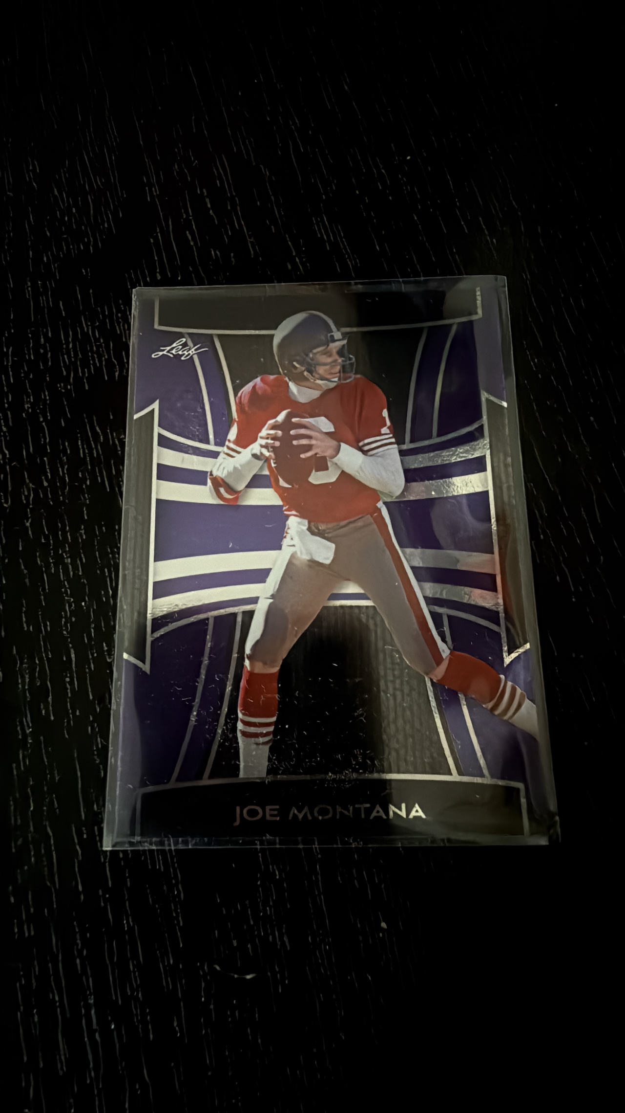 2022 Leaf Metal Football Joe Montana Purple Parallel