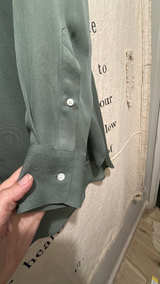 Arje 100% Italian Silk Shirt in Dark Sage Green - Image 3