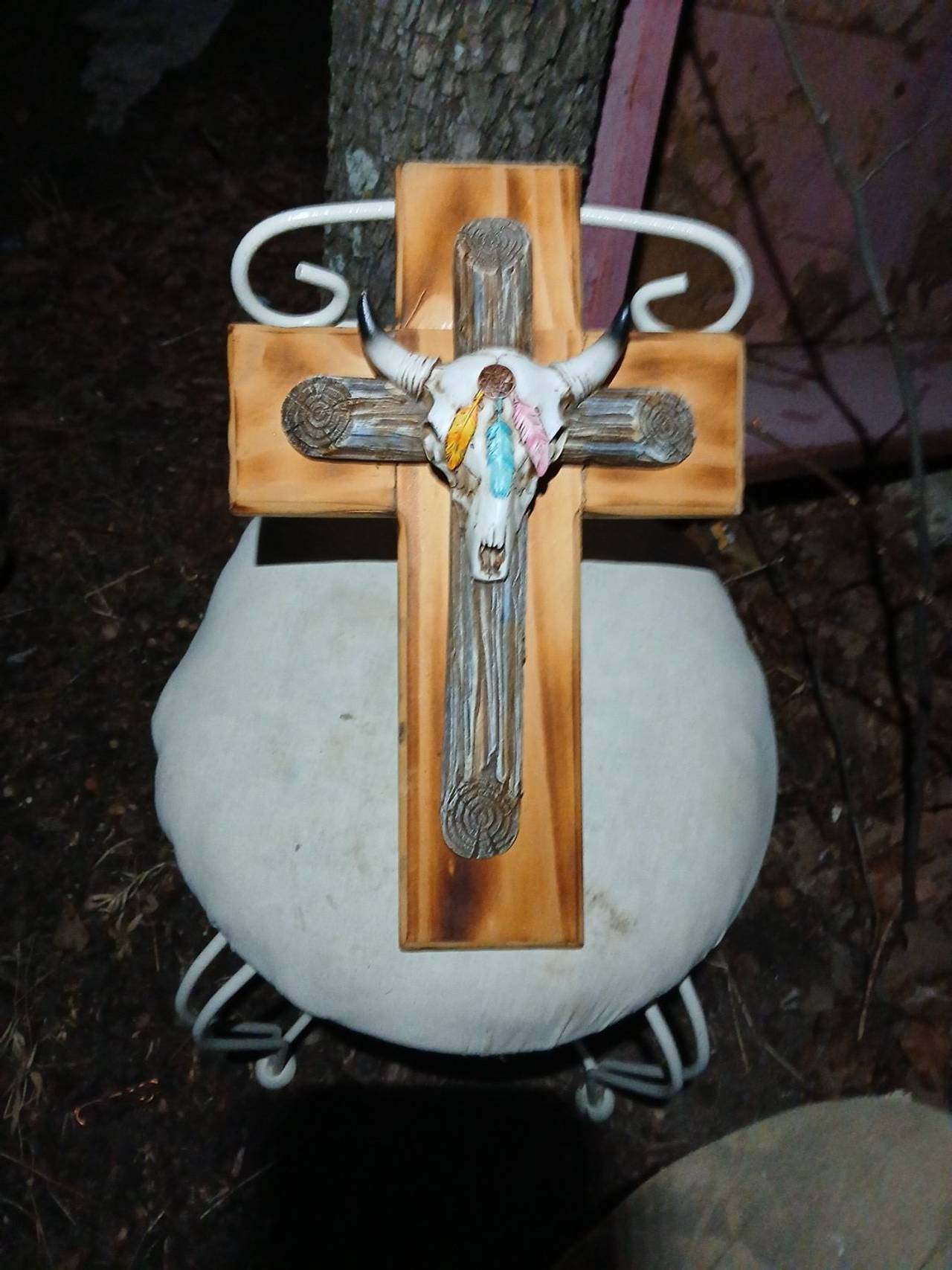 Western Steer Skull Wall Cross Decor