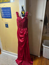 Red Lace and Satin prom dress - Image 1