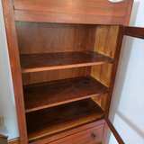 Antique Wood Display Cabinet with Glass Door and Drawers - Image 3
