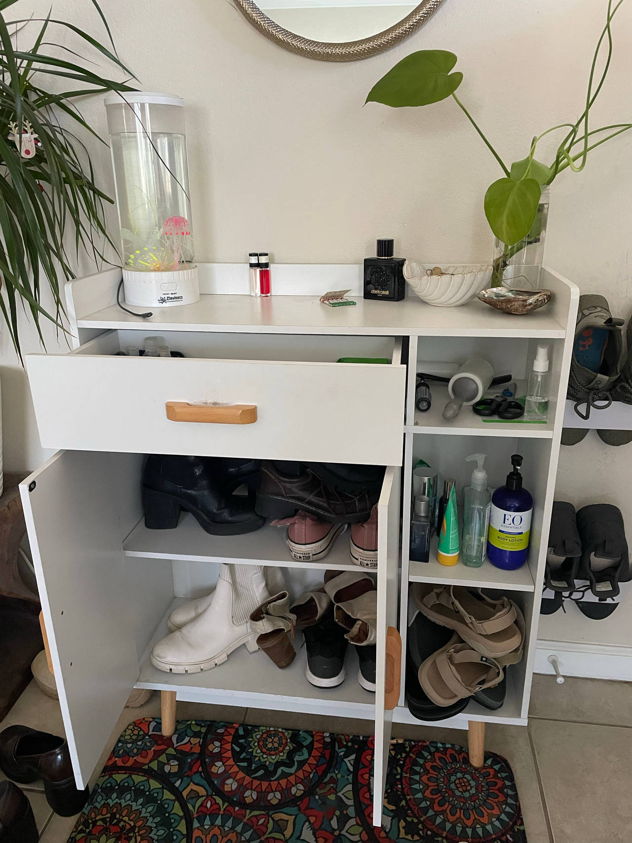 White Entryway Shoe Storage Cabinet