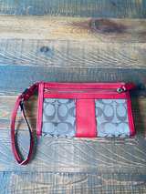 Coach Tan Clutch Wristlet Khaki & Red  - Image 4