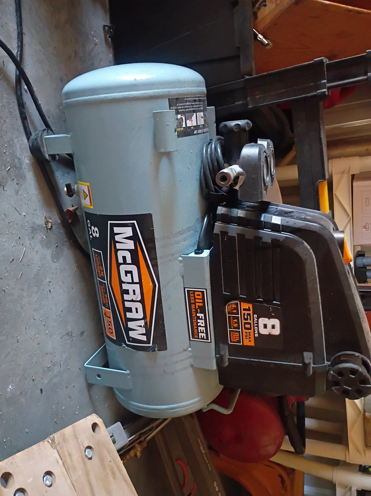 McGraw 8 Gallon 150 PSI Oil-Free Portable Air Compressor