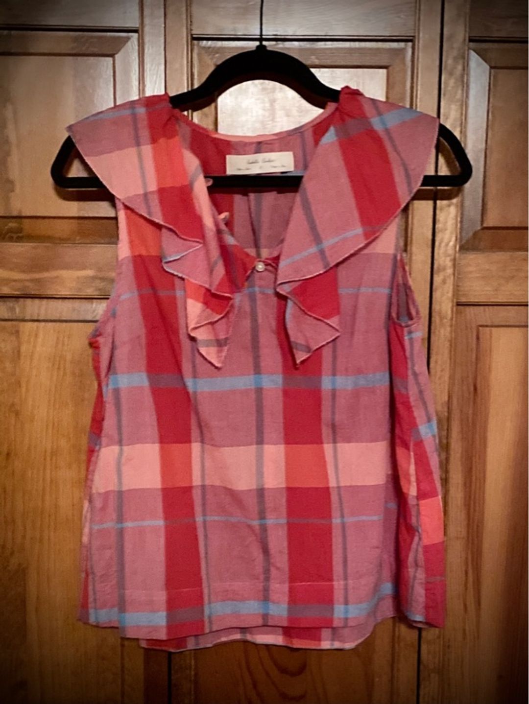 Isabella Sinclair Plaid Ruffle Top Red