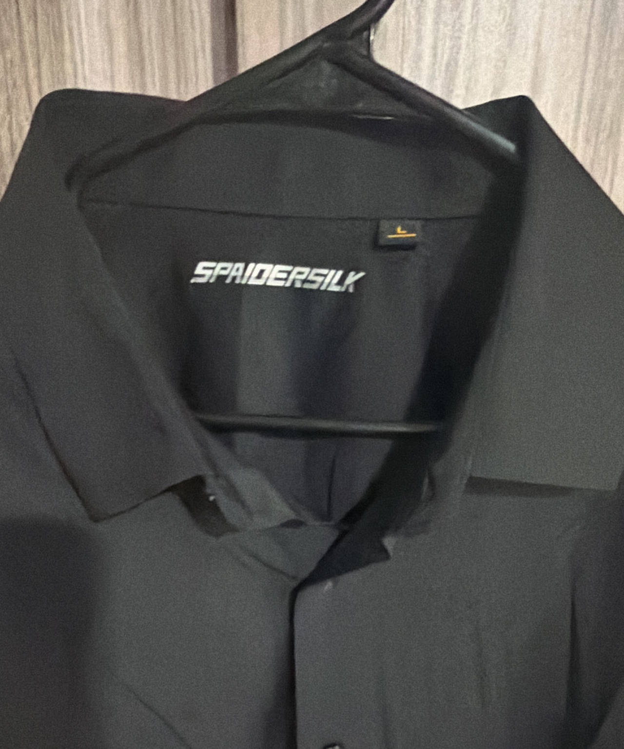 Spaidersilk Black Performance Button Down Shirt size Large