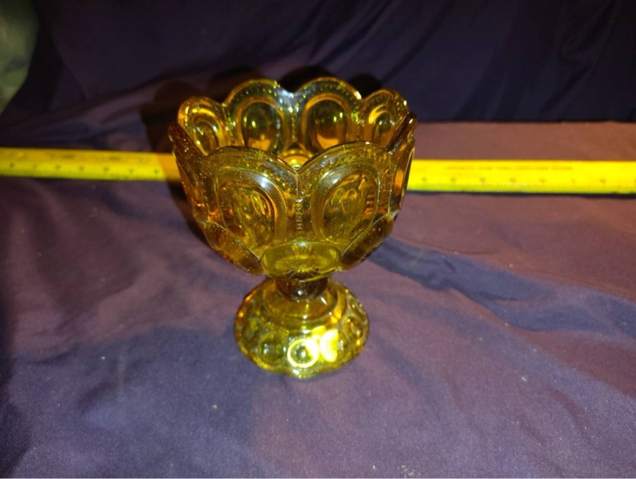 L.E. Smith Amber Moon & Stars Pedestal Compote