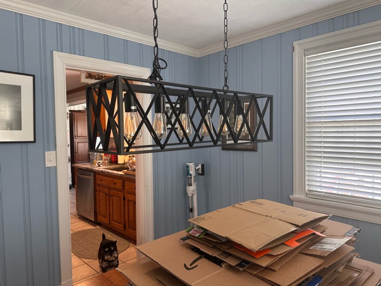 EPIFANIA Industrial Black Rectangular 5-Light Chandelier