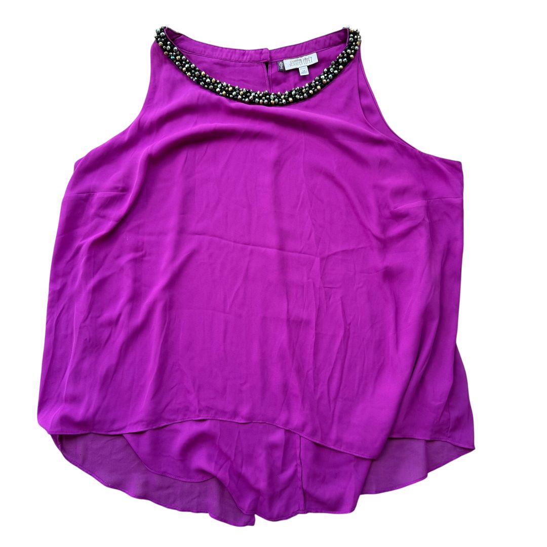 Jennifer Lopez Blouse Womens Size 2XL Purple Embellished Sleeveless Shirt Top 