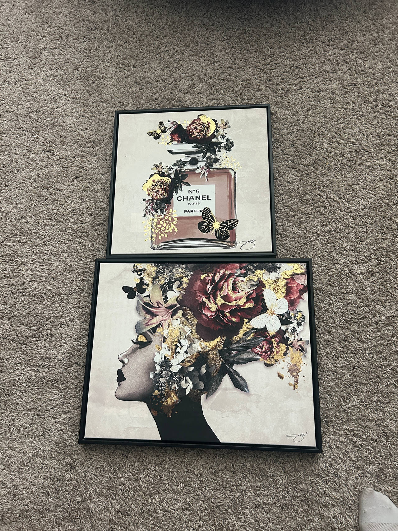 Floral Chanel-Inspired Wall Art Set