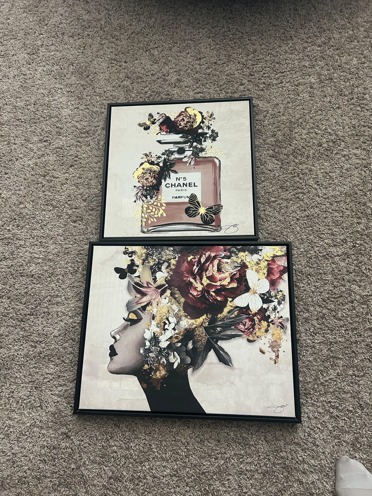 Floral Chanel-Inspired Wall Art Set