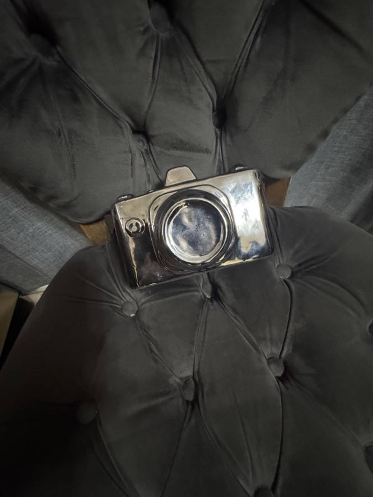 Silver Ceramic Camera Decorative Figurine