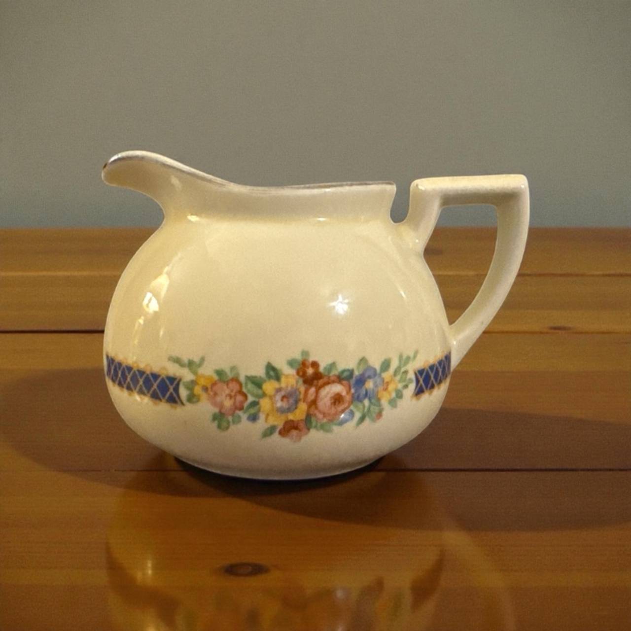 Hall Blue Bouquet Sugar Bowl (No Lid) with Platinum Trim