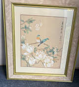 Framed Chinese Bird and Flower Silk Painting/Print - Image 1