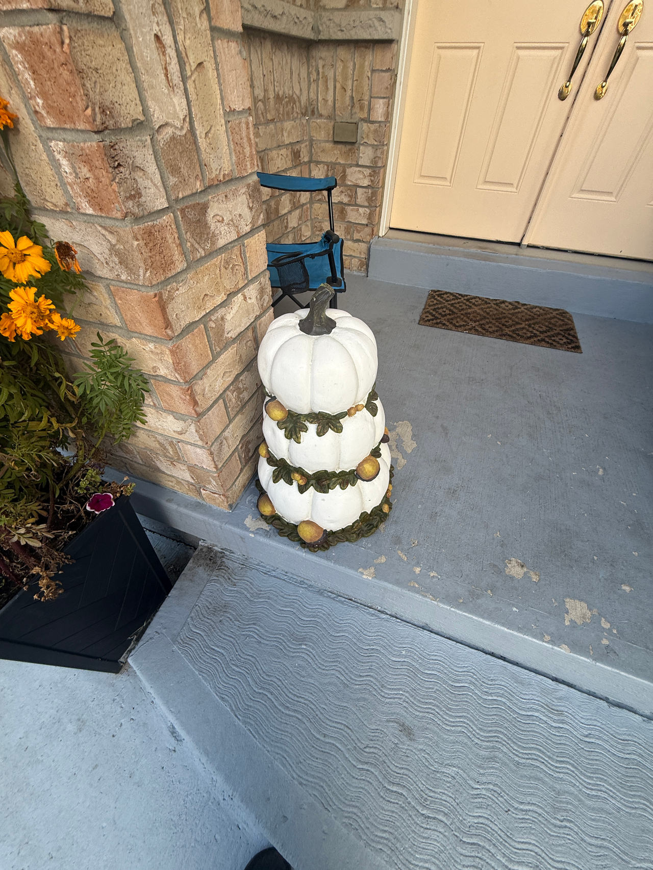 Stacked White Pumpkin Porch Decor