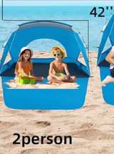 1-2 Person Beach Tent Sun Shelter Canopy UPF 50+ Waterproof Blue - Image 8