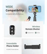 SENSYNE 62" Phone Tripod & Selfie Stick, Extendable Cell Phone Tripod Stand - Image 6