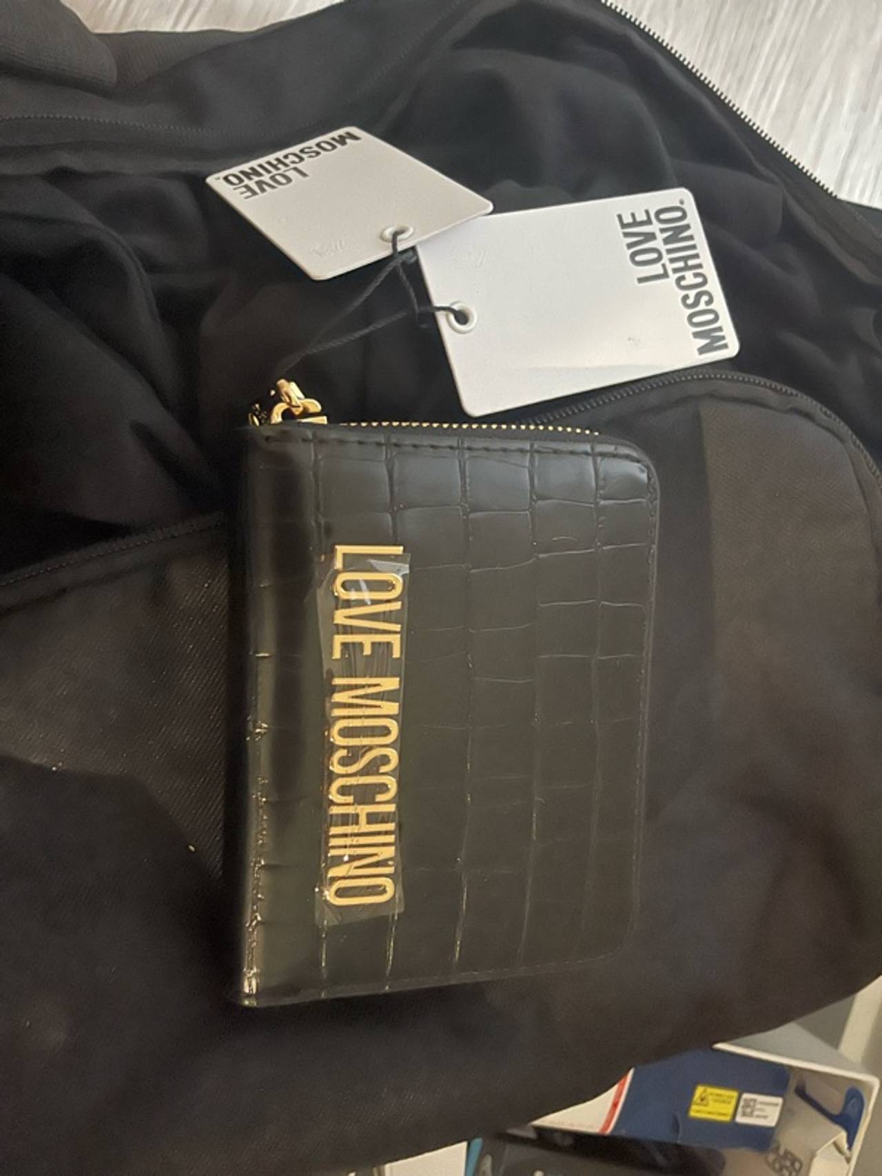 Love Moschino Croc-Effect Black Wallet