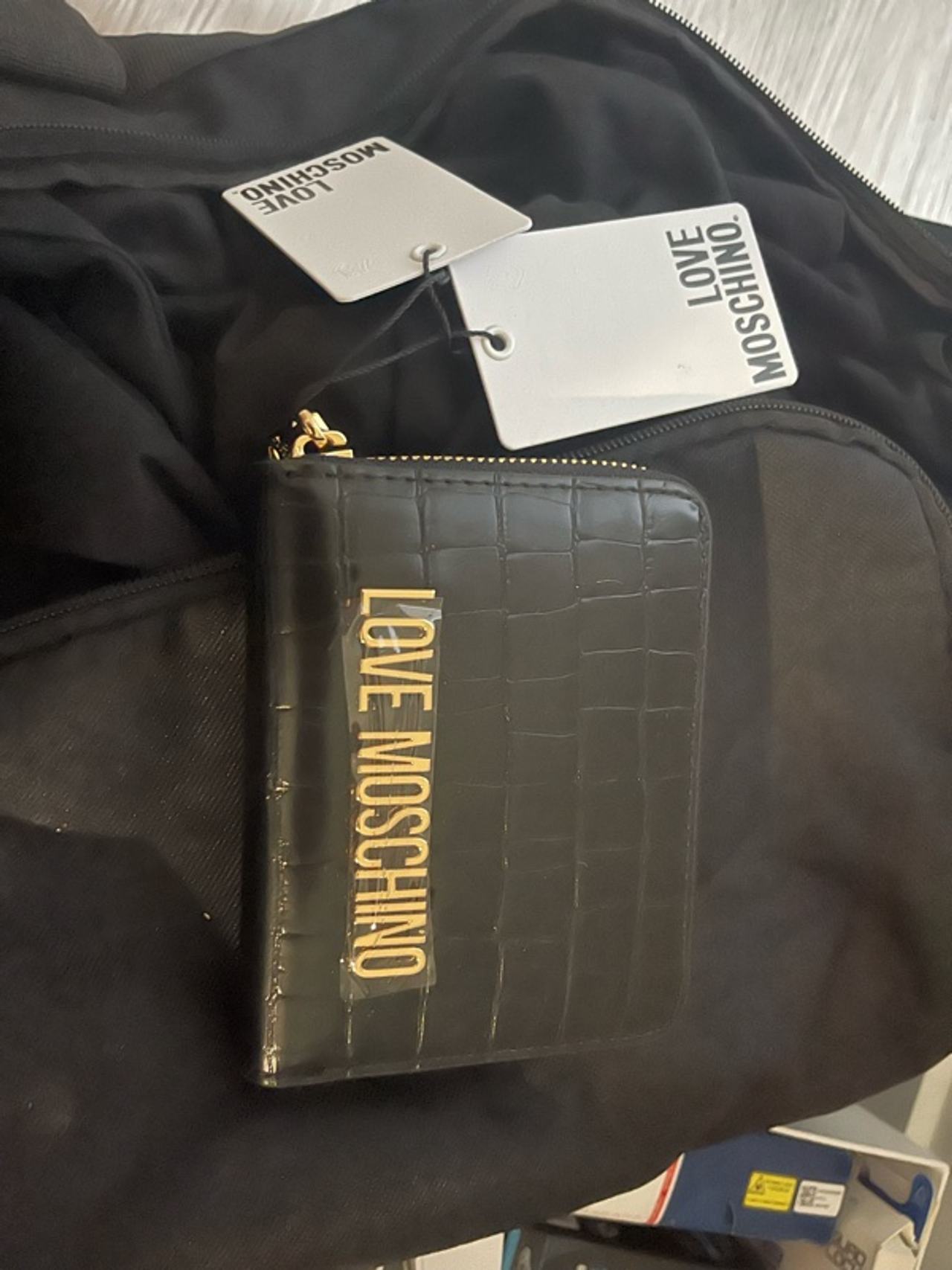 Love Moschino Croc-Effect Black Wallet