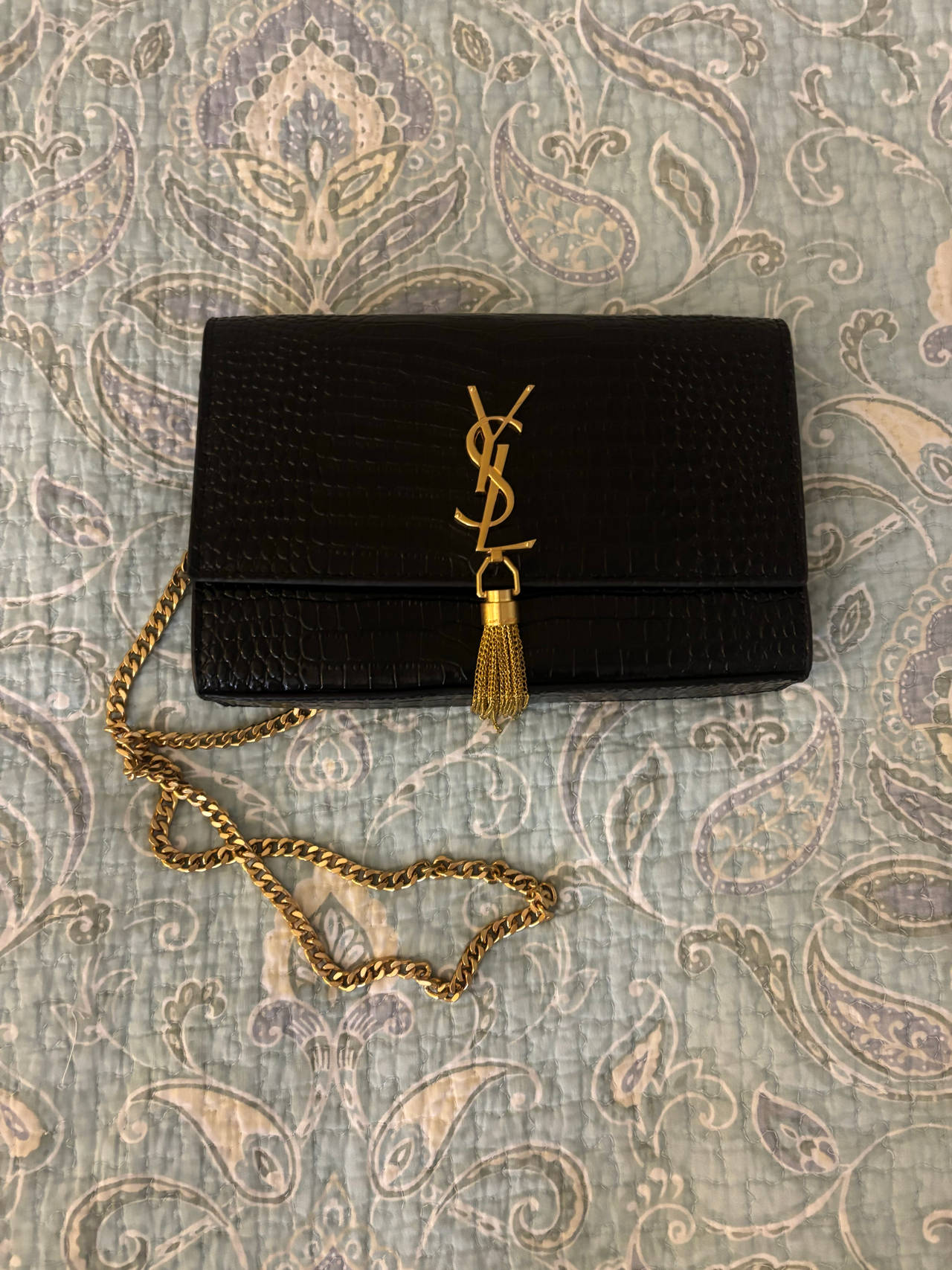 Black Gold Chain Crossbody Bag 