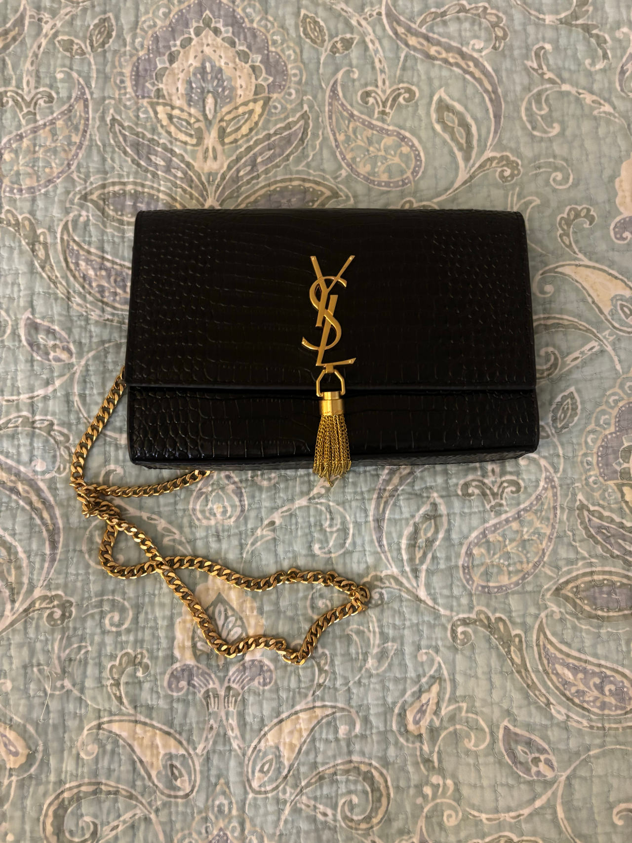 Black Gold Chain Crossbody Bag 