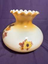 Vintage Fenton Yellow Floral Milk Glass Ruffled Lamp Shade - Image 2