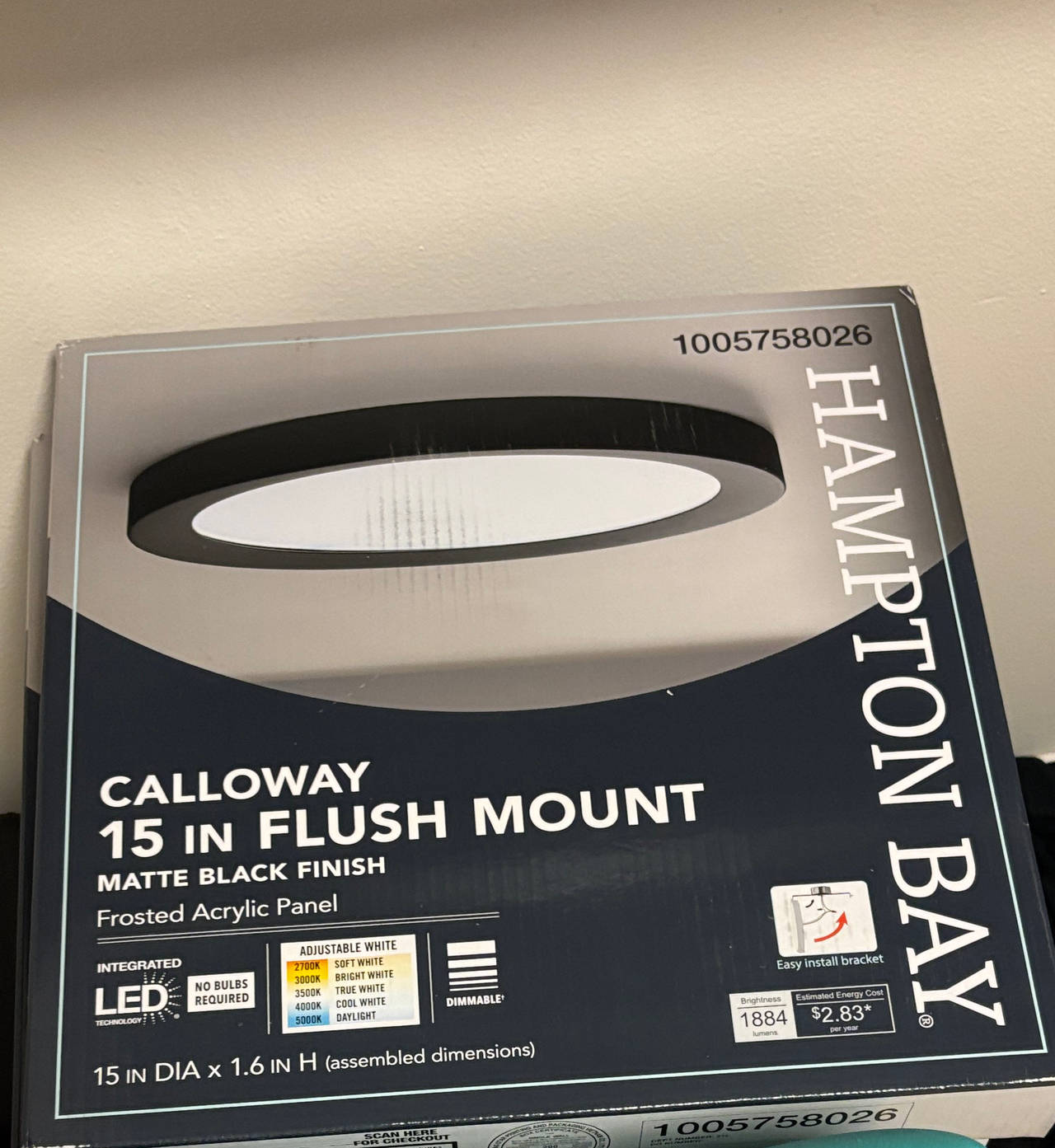 Hampton Bay Calloway 15 in. Matte Black LED Flush Mount
