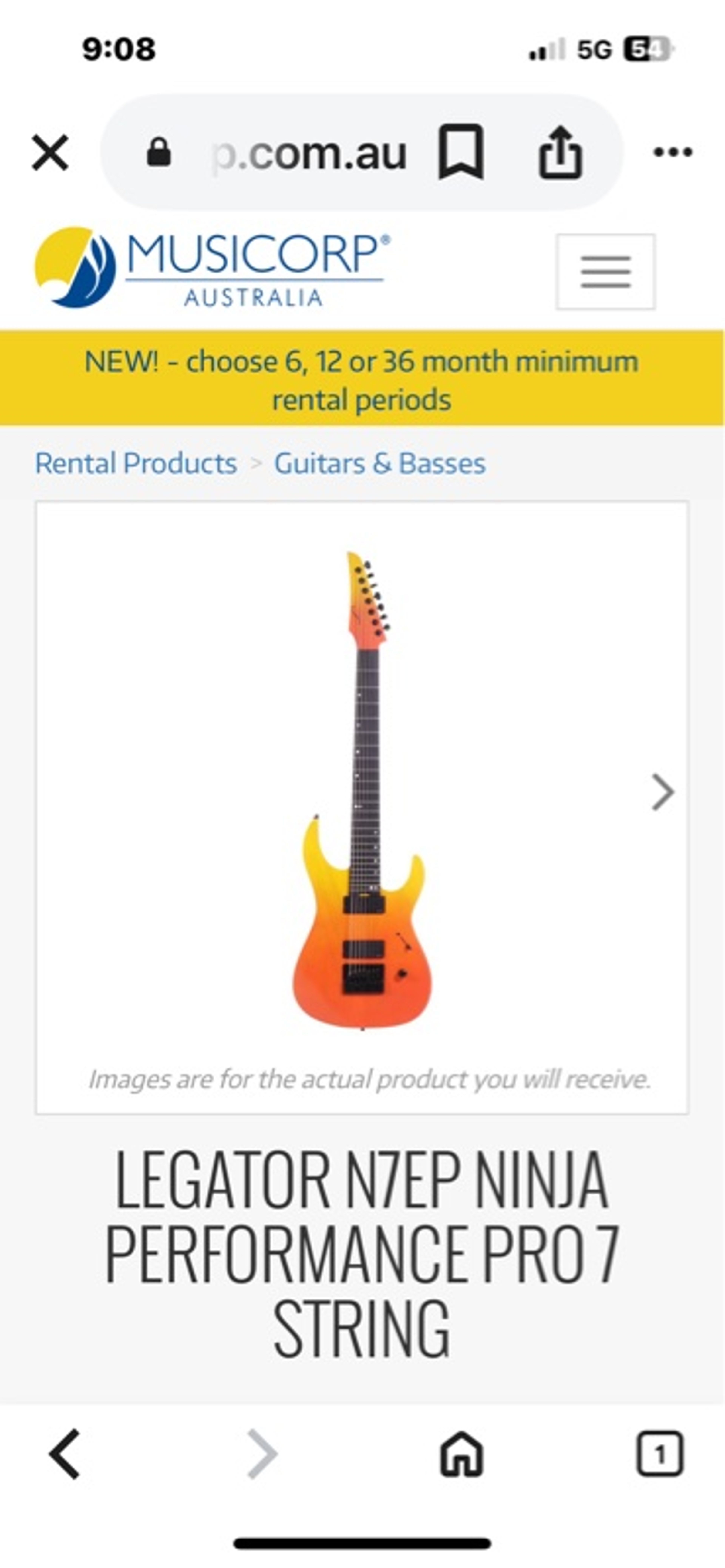 Legator Ninja N8EP 8-String Electric Guitar Cali Sunset