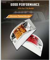 12pc Chrome Armored LED Trailer Marker Light Set Amber Red Truck RV - Image 5