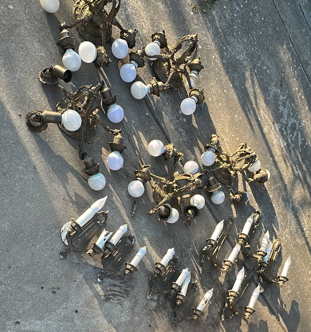 Vintage Ornate Brass Wall Sconces Lot