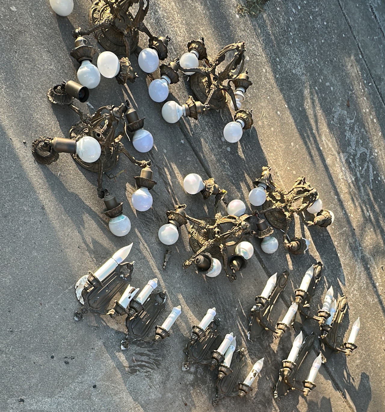 Vintage Ornate Brass Wall Sconces Lot