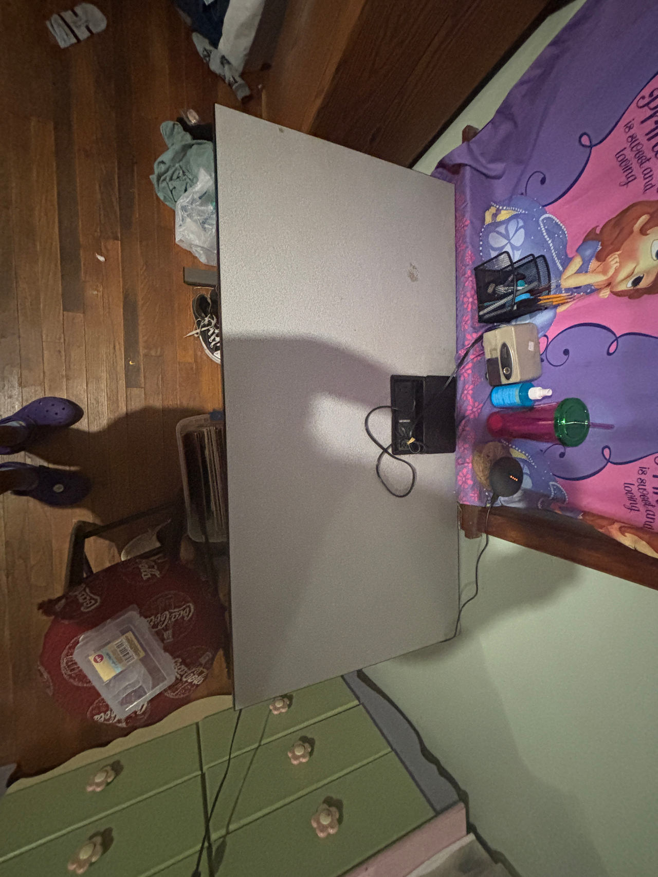 Gray School Computer Table with Ports