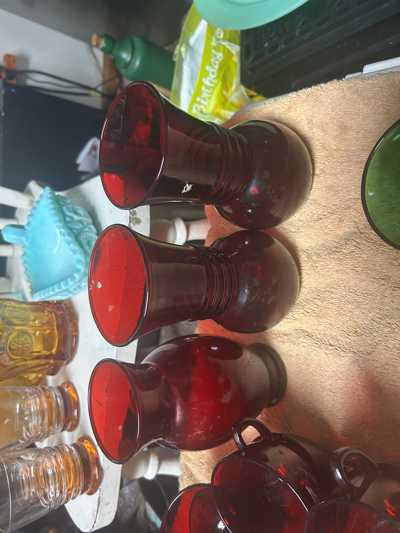 Vintage Ruby Red Glass Vases