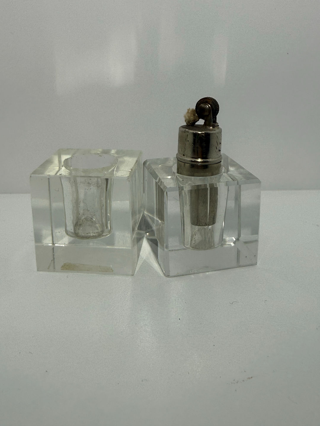 Vintage Lucite Table Lighter and Ashtray Set