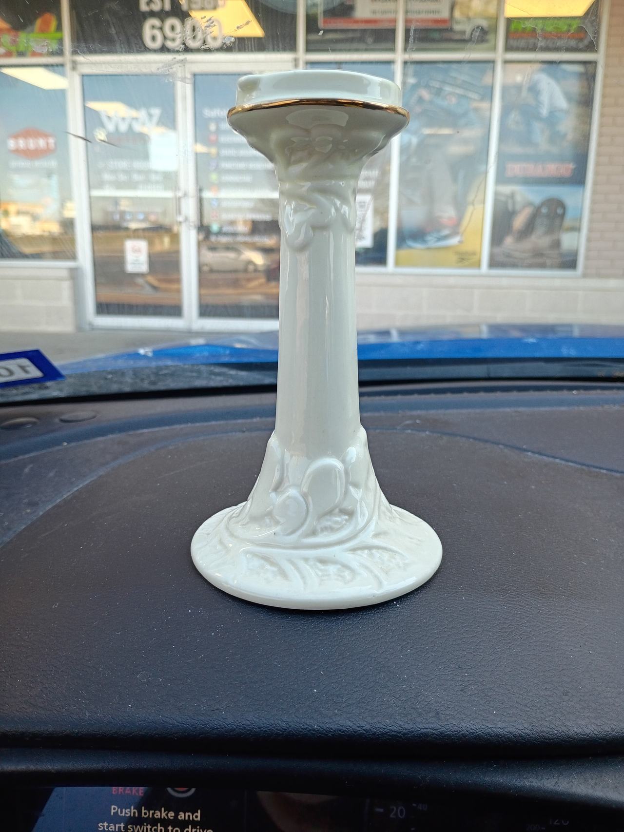 Lenox Ivory Porcelain Candlestick with Gold Trim