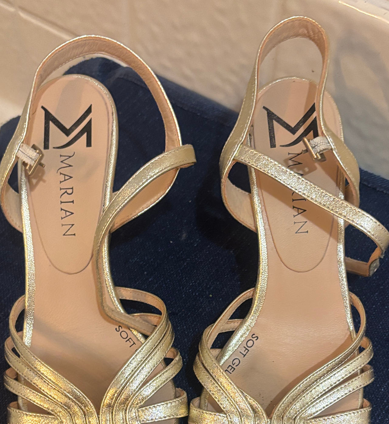 Marian Gold Metallic Strappy Slingback Sandals