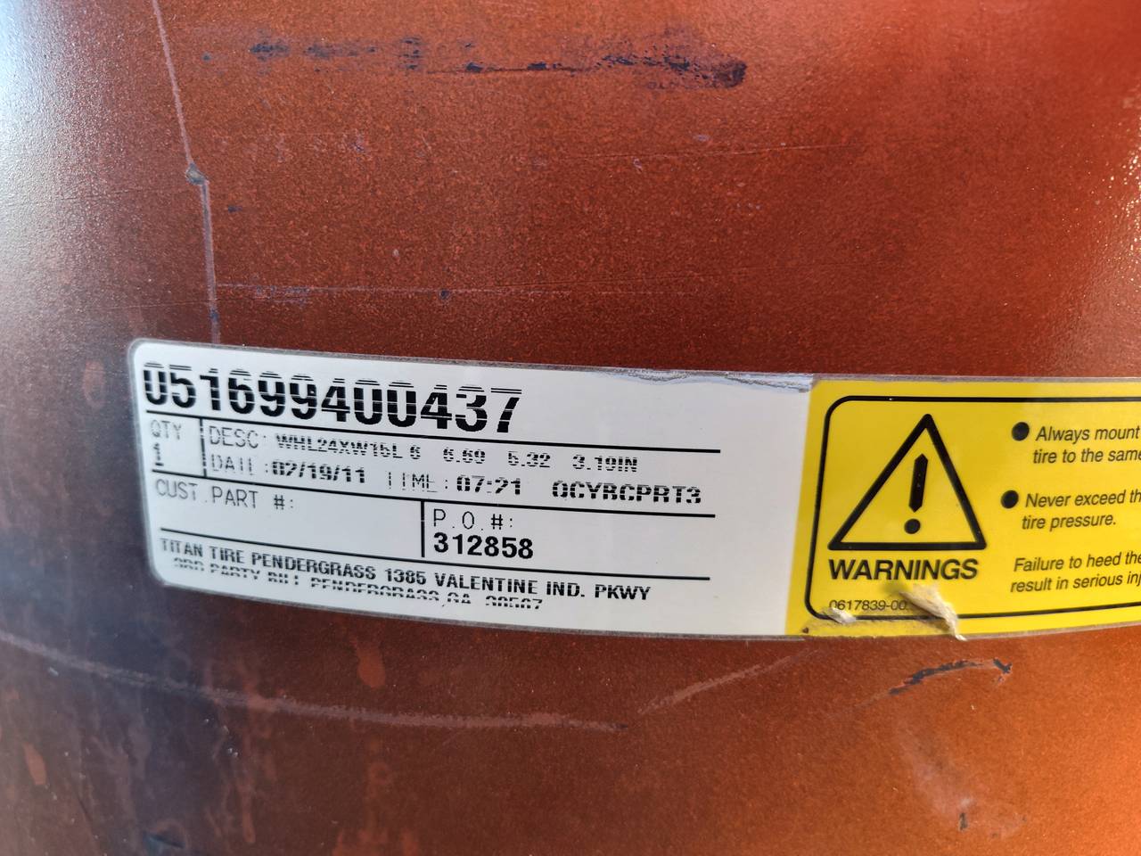 Kubota Orange Tractor Rims