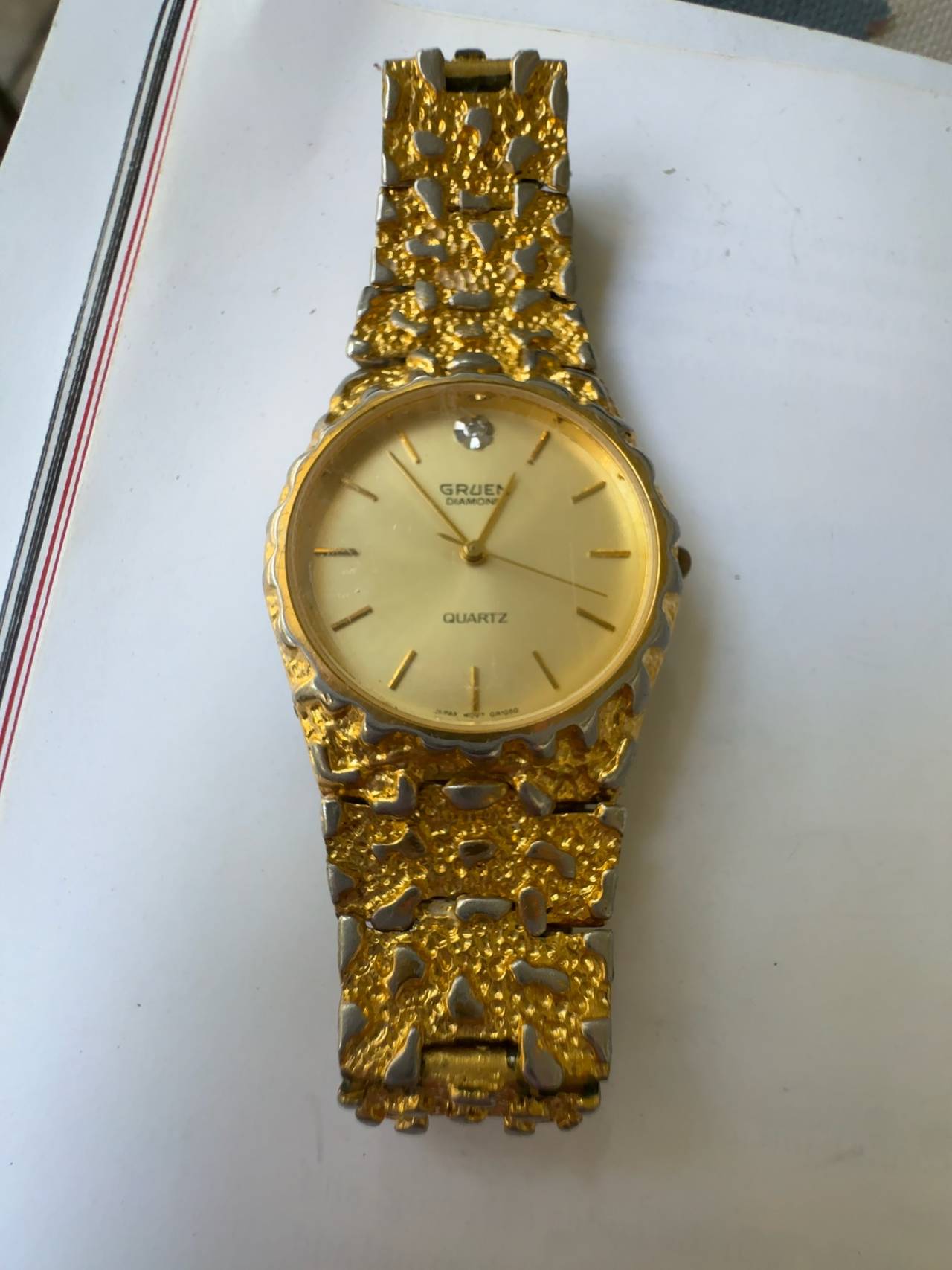 Gruen Diamond Quartz Gold Nugget Women's Watch