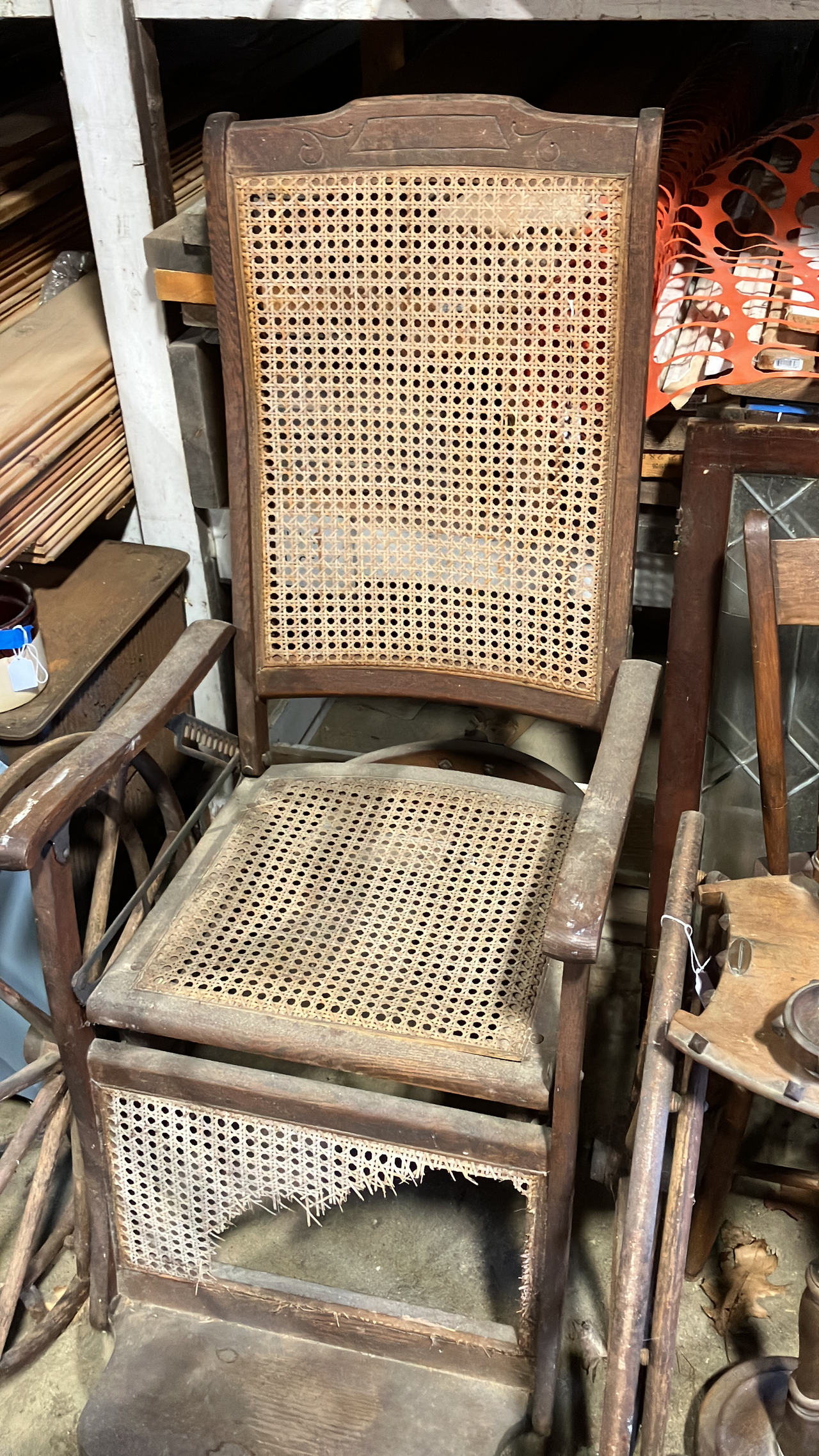 Antique Oak and Cane Wheelchair